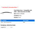 thumbnail image 2 of Front Brake Hose - Compatible with 2000 - 2003 Chevy S10 RWD 2001 2002, 2 of 2