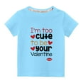 thumbnail image 1 of Penkiiy Haut à Manches Courtes Imprimé Cœur pour Enfants Garçons Filles, Couleur Unie, Col Rond, 9-10 Ans, Bleu, 1 of 4
