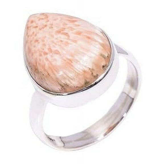 Pink Scolecite Stone 925 Sterling Silver Statement Ring Jewelry Gift for Her