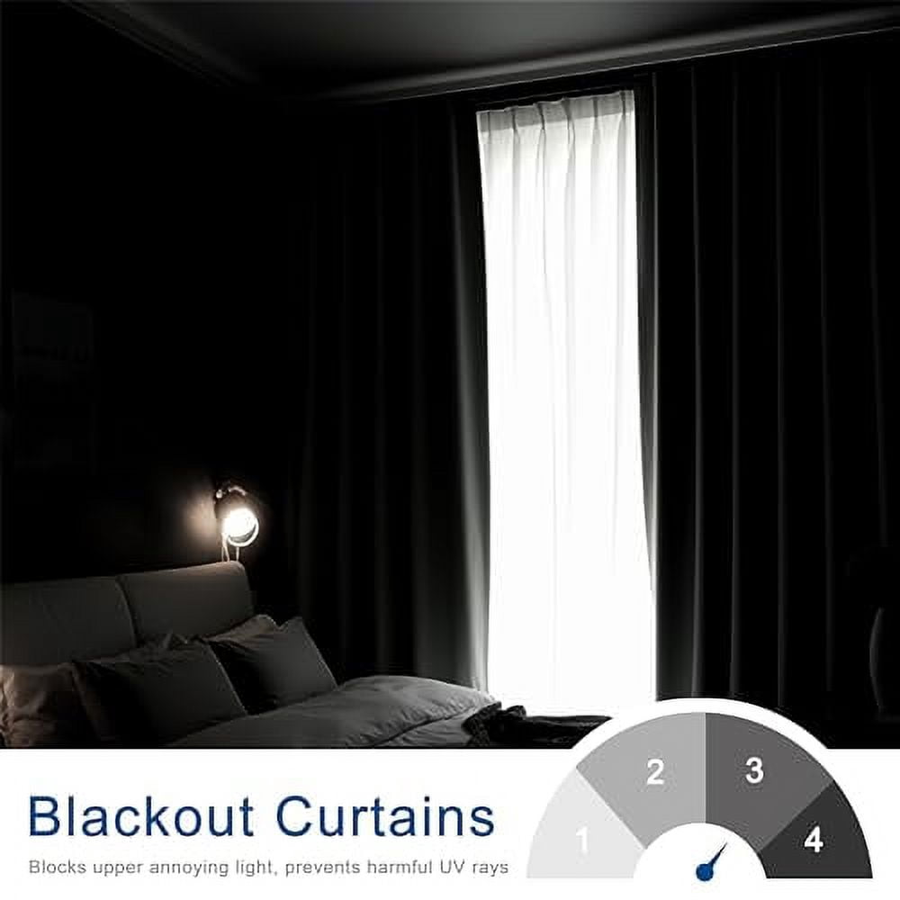 DriftAway Pinch Pleat Blackout Curtains 96 Inches Long Linen Curtains 2 Panels Set Faux Linen Textured Curtains for Bedroom Living Room Thermal Insulated Privacy Back Tab Window Drapes 52x96 Navy