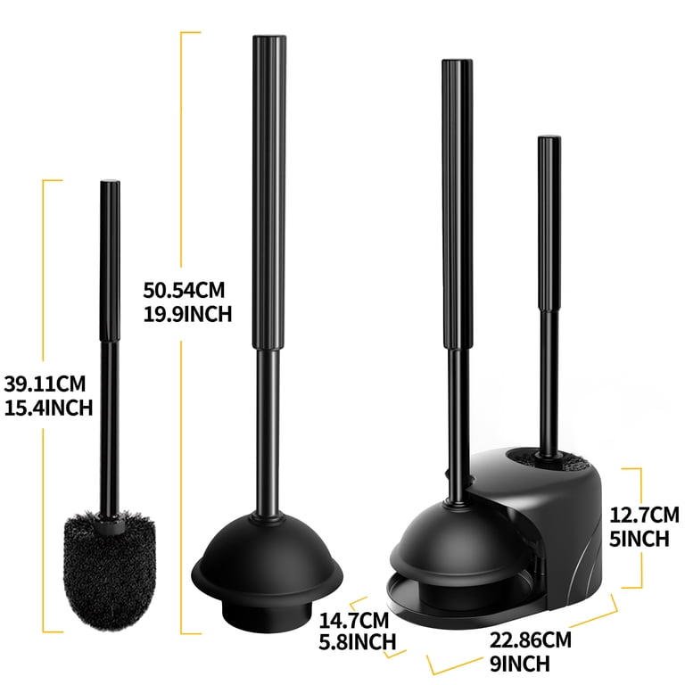 Propuri 2-Pack 2-in-1 Toilet Brush and Plunger Set, Black photo 5