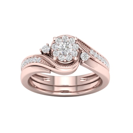 Imperial Bypass Diamond Wedding Ring 1/3 ct Rose Gold