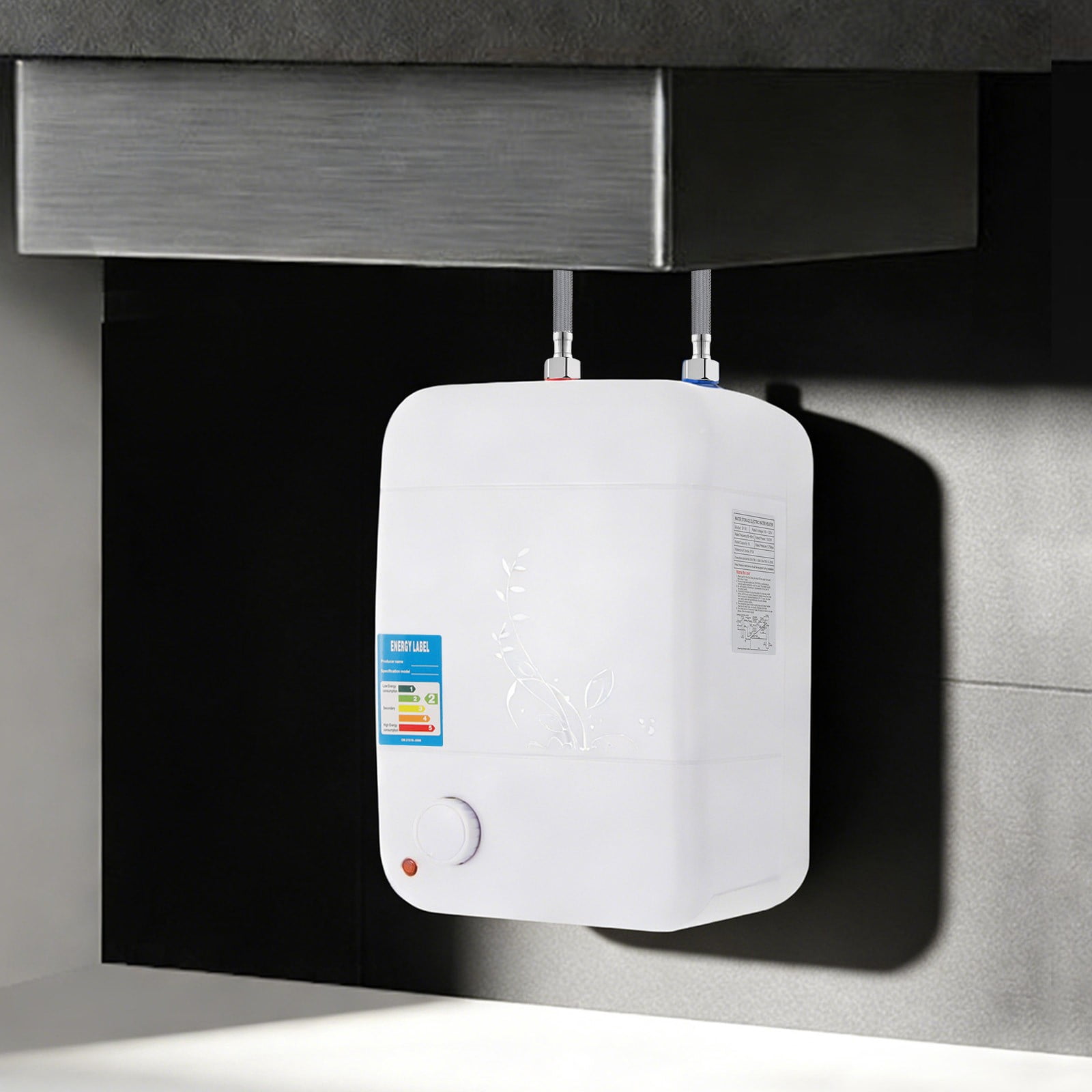 9.25*9.25*13.78in Rectangular Electric Tank Instant Water Heater Hot Shower Kitchen Heater 7L 110V 1500W