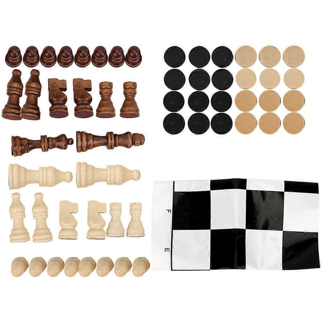 Échiquier en bois, pièces d'échecs, jeu de dames, jeu intellectuel pour enfants et adultes