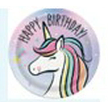 Dreamy Unicorn Disposable Round Paper Plates, 9", Multicolor, 10 Count, by Way To Celebrate