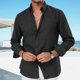 thumbnail image 1 of pstuiky Camisas casuales de manga larga para hombre, Camisa informal de moda para hombre, con cuello en V y mangas, transpirable camisetas de hombre xl, 1 of 6
