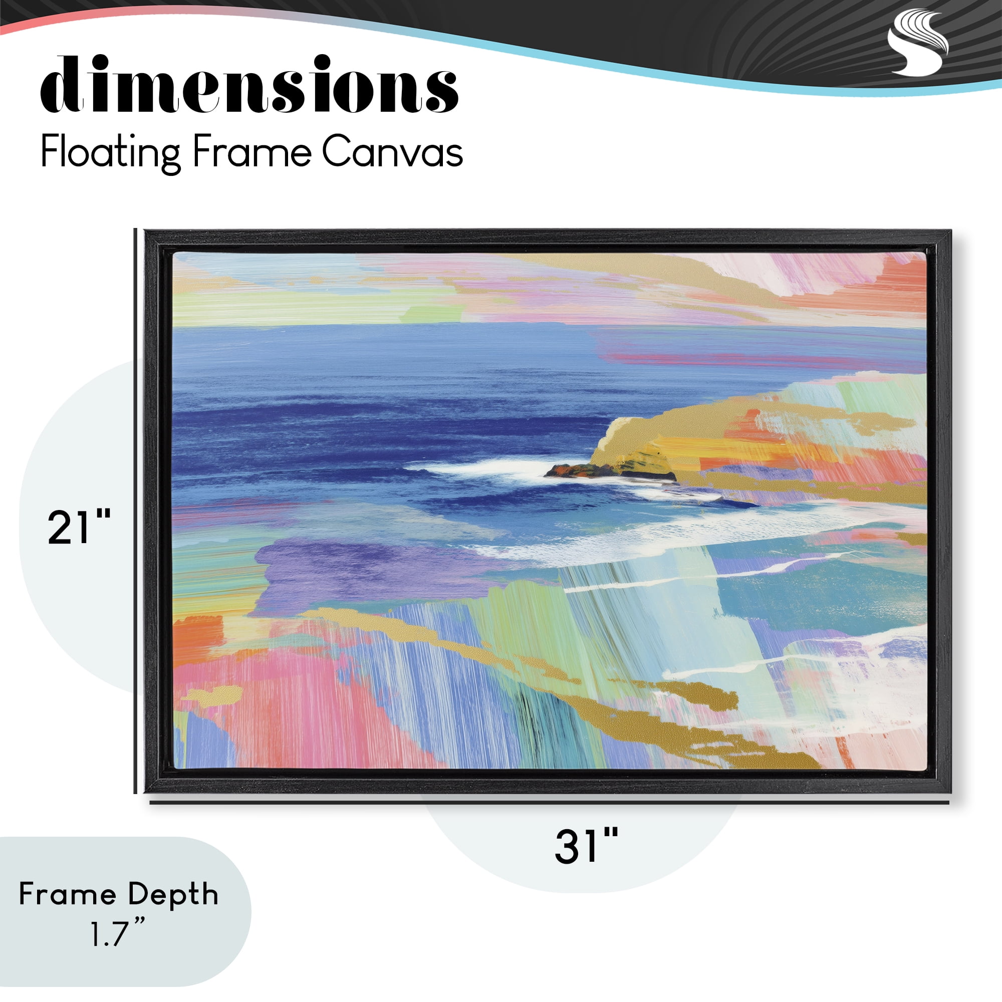 Stupell Industries Hawaii Coastline Abstraction Black Framed Floater Canvas Wall Art, design by Chromatic Storm Studio