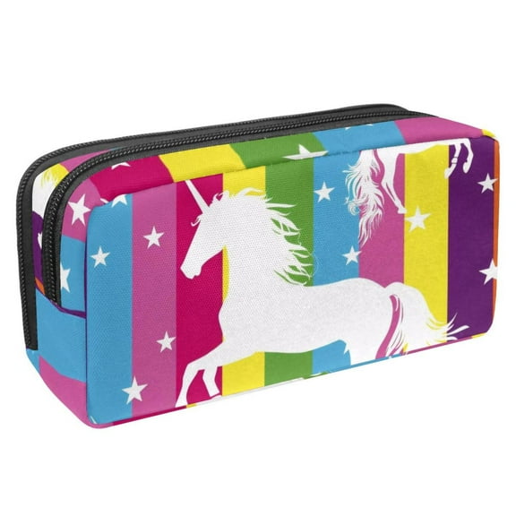 MUOOUM Pencil Case, Colorful Unicorn Rainbow Pattern Large Capacity Pencil Pouch Stationery Pen Bag