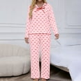 thumbnail image 2 of Womens Pajamas Elegant Bow Long Sleeve Tops Pants Cozy Home Sleepwear Soft Outfit, 2 of 6
