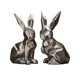 thumbnail image 1 of Escultura de animal pequeño hecha a mano, decoración galvanizada para mesita de noche, repisa de chimenea dos conejos, 1 of 9