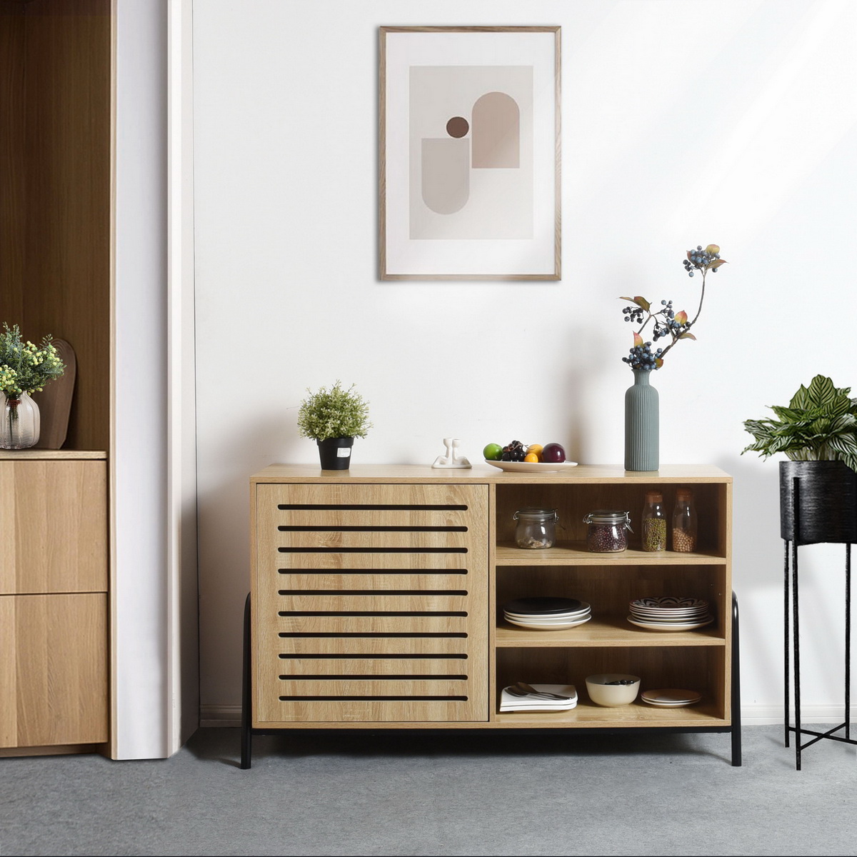 FurnitureR Modern 47.2'' Sideboard Storage Oak Walmart Canada