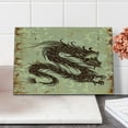 thumbnail image 2 of Japanese Dragon Cutting Board, Antique Paper Style Grunge Backdrop with Old, Decorative Tempered Glass Cutting and Serving Board, Small Size, Brown Yellow Beige, by Ambesonne, 2 of 5