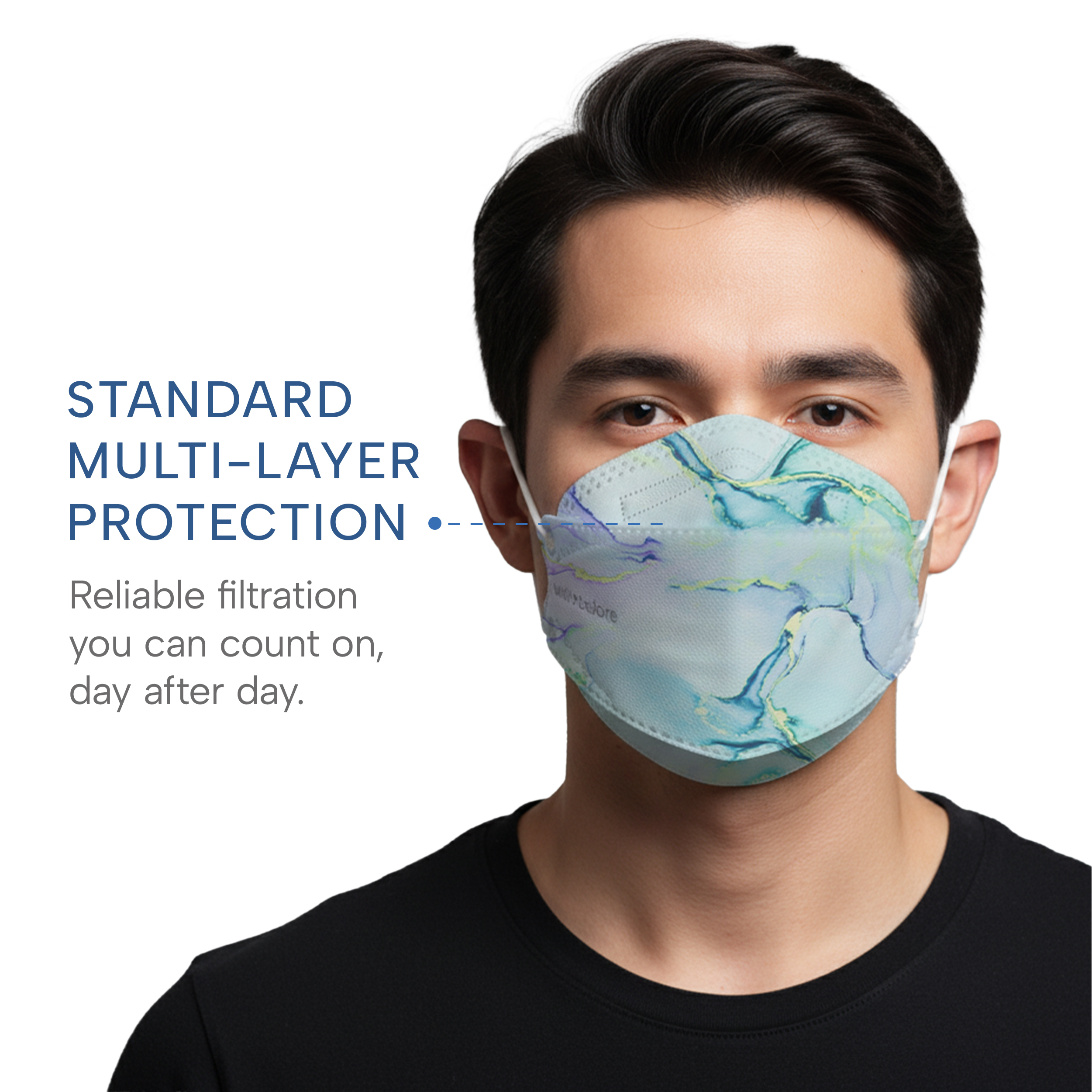 WellBefore Welcome Series KN95 3D Face Mask, Marble, Regular, Pack of 50