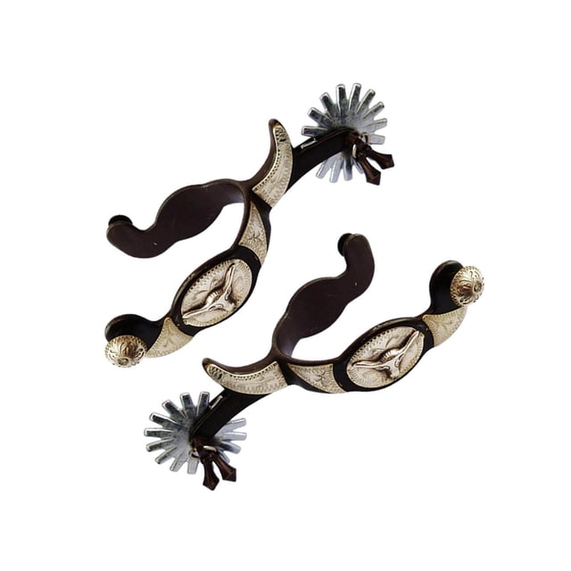 2x Cheval Éperons Anti-Rouille de Style Occidental Éperon de Formation de Cheval pour l'Acier Équitation Équipements de Compétition Brun Foncé