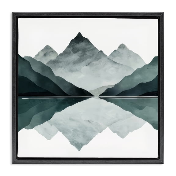 Stupell Industries Scandinavian Earth & Water Landscape Black Floating Frame Canvas Art, 18 x 18, by Denise Dundon