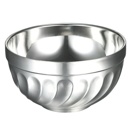 

Mewmewcat Stainless Steel Bowl -Scald Double-Walled Thermal Insulation Bowl Soup Bowl Cereal Children Bowls -Breakage