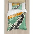 thumbnail image 3 of Vintage King Size Duvet Cover Set, Stars Can't Wait Retro Advertisement with Rocket Figure Launch Your Business Image, Decorative 3 Piece Bedding Set with 2 Pillow Shams, Multicolor, by Ambesonne, 3 of 3