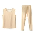 thumbnail image 3 of MGDXOX Fleece Lined Fuzzy Pajamas for Women Sleeveless Crew Neck Tank Tops Matching Pants Fall Winter Outfits Pjs Beige XXL, 3 of 4