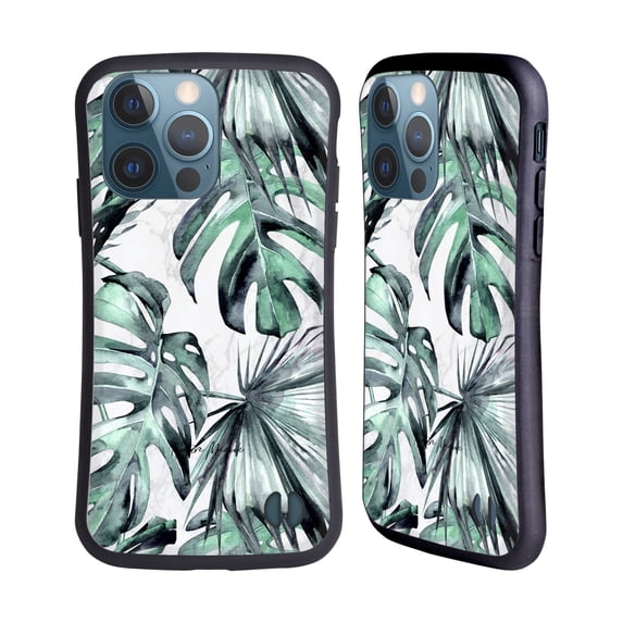 Head Case Designs Officially Licensed Nature Magick Tropical Palm Leaves On Marble Turquoise Green Island Hybrid Case Compatible with Apple iPhone 13 Pro