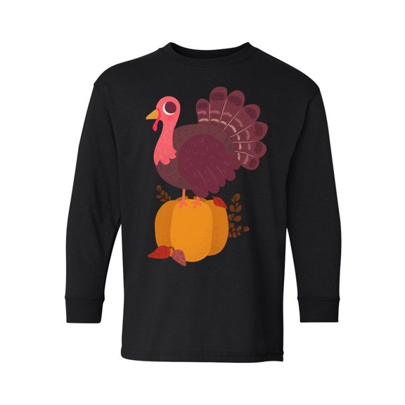 Awkward Styles Thanksgiving Youth Sweatshirt Happy Turkey Crewneck Tee for Kids