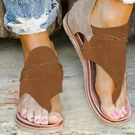 

Hvyes Posh Gladiator Sandals For Women Thong Dressy T-Strap Orthotic Casual Comfort Flat Sandals Summer Shoes For Women Vintage Flip Flops Size 9