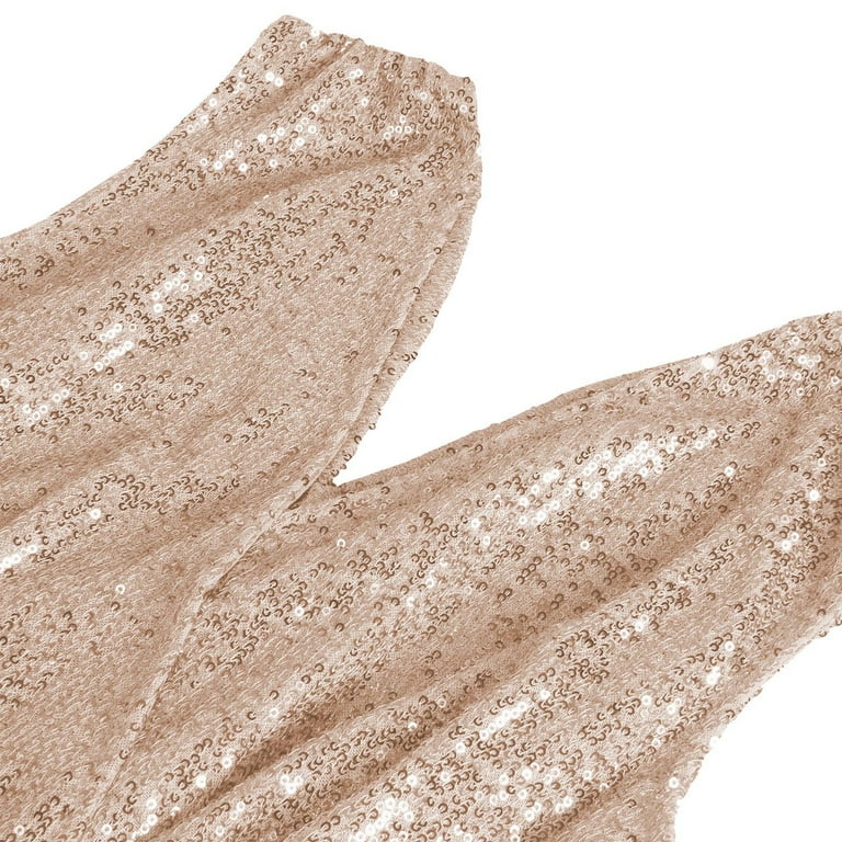Penkiiy Sparkle Sequin Bodysuit For Women V-Neck Cowl Back