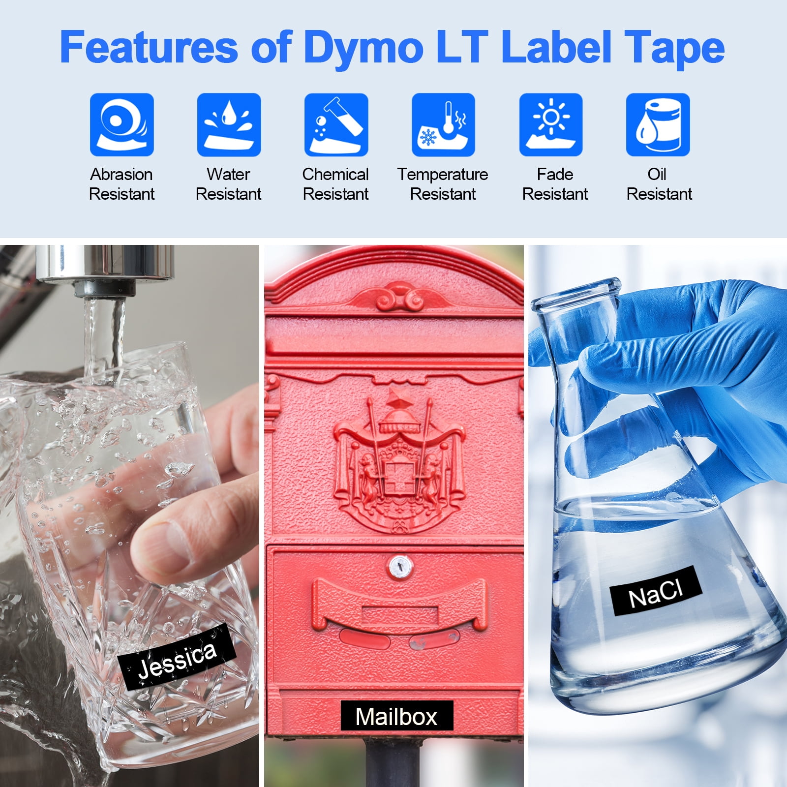 NineLeaf 5PK Compatible for DYMO LetraTag Refills 913318 12mm 1/2" White on Black Plastic Label Maker Tape