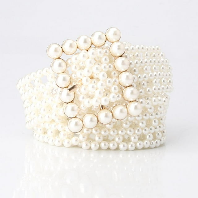 BELOVING ' Beaded Waist Chain Waistband Bridal Square Buckle