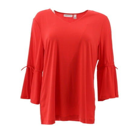 Every Day Susan Graver Liquid Knit Split Bell Slv Top A302623