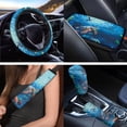 thumbnail image 3 of Uorisanigo Sea Turtle Print Car Seat Cover Full Set of 18 Pack with Steering Wheel Wrap Seat Belt Pads Center Console Pad Headrest Cushion Gear Shift & Handbrake Covers Car Coasters Keychain, 3 of 7
