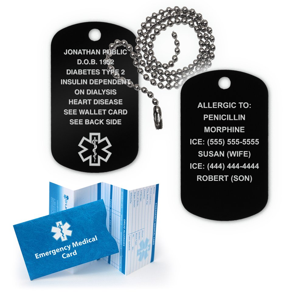 Universal Medical Data anodized aluminum medical alert id dog tag