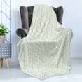 thumbnail image 4 of Natural Soft Flannel Fleece Blanket, Floral Theme Botanical Motifs Flower Branches Pattern in Monochrome Style, Cozy Plush for Indoor and Outdoor Use, 50" x 70", Pale Green and White, by Ambesonne, 4 of 5