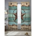 thumbnail image 2 of Texas Star Country Sheer Curtains 108 Inch Length 2 Panels Set for Living Room/Bedroom, Western Old Wooden Board Vintage Curtain Sheers Drapes Rod Pocket Curtains Window Treatment Set 52''x108''x2, 2 of 7
