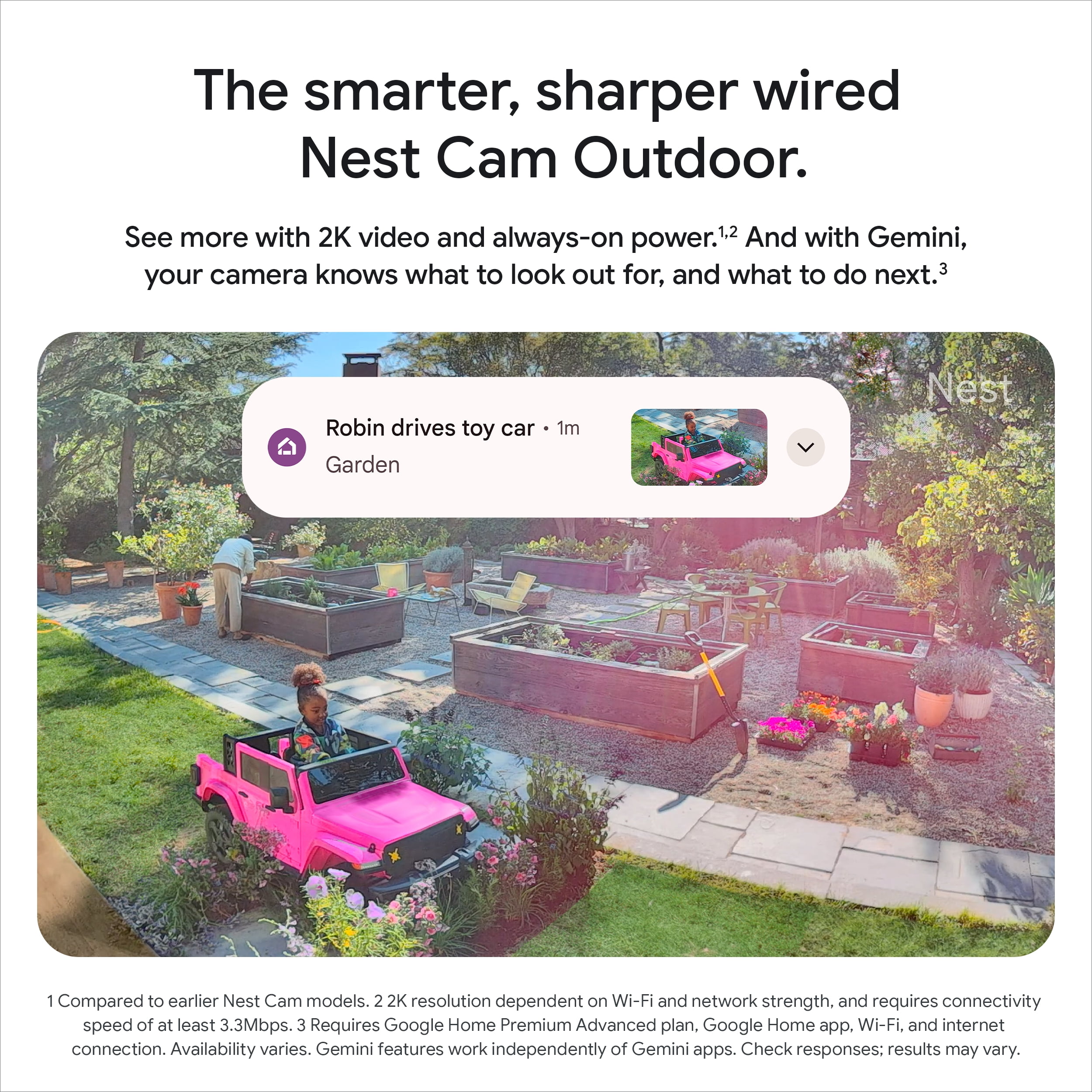 Caméra extérieure Google Nest (filaire, 2e génération) – Vidéo 2K et Gemini – Neige