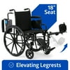 Medline Lightweight Wheelchair with Swing-Back Desk-Length Arms & Elevated Legrests, 16"x18" Seat, 300 lbs Weight Capacity, Black