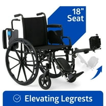 Medline Lightweight Wheelchair with Swing-Back Desk-Length Arms & Elevated Legrests, 16"x18" Seat, 300 lbs Weight Capacity, Black