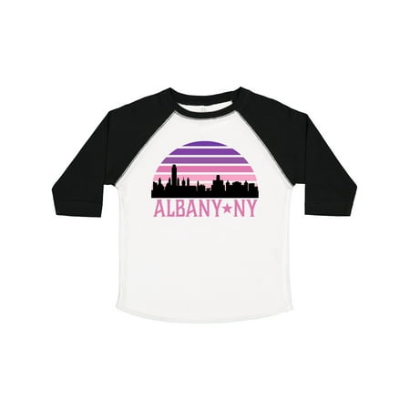 

Inktastic Albany New York Retro Sunset Skyline Gift Toddler Toddler Girl T-Shirt