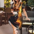 thumbnail image 3 of Easygdp Sunset Maple Tree Fox para Vestido Transpirable de Mujer, Vestido Suelto de Manga Corta con Pliegues y Bolsillos para el Verano, 3 of 6
