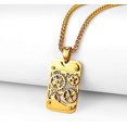 thumbnail image 4 of Grabado personalizado para hombre con placa de oro,Collar de acero con etiqueta de perro de fibra de carbono para hombres,Etiqueta de perro del ejército con placa militar con cadena, 4 of 5