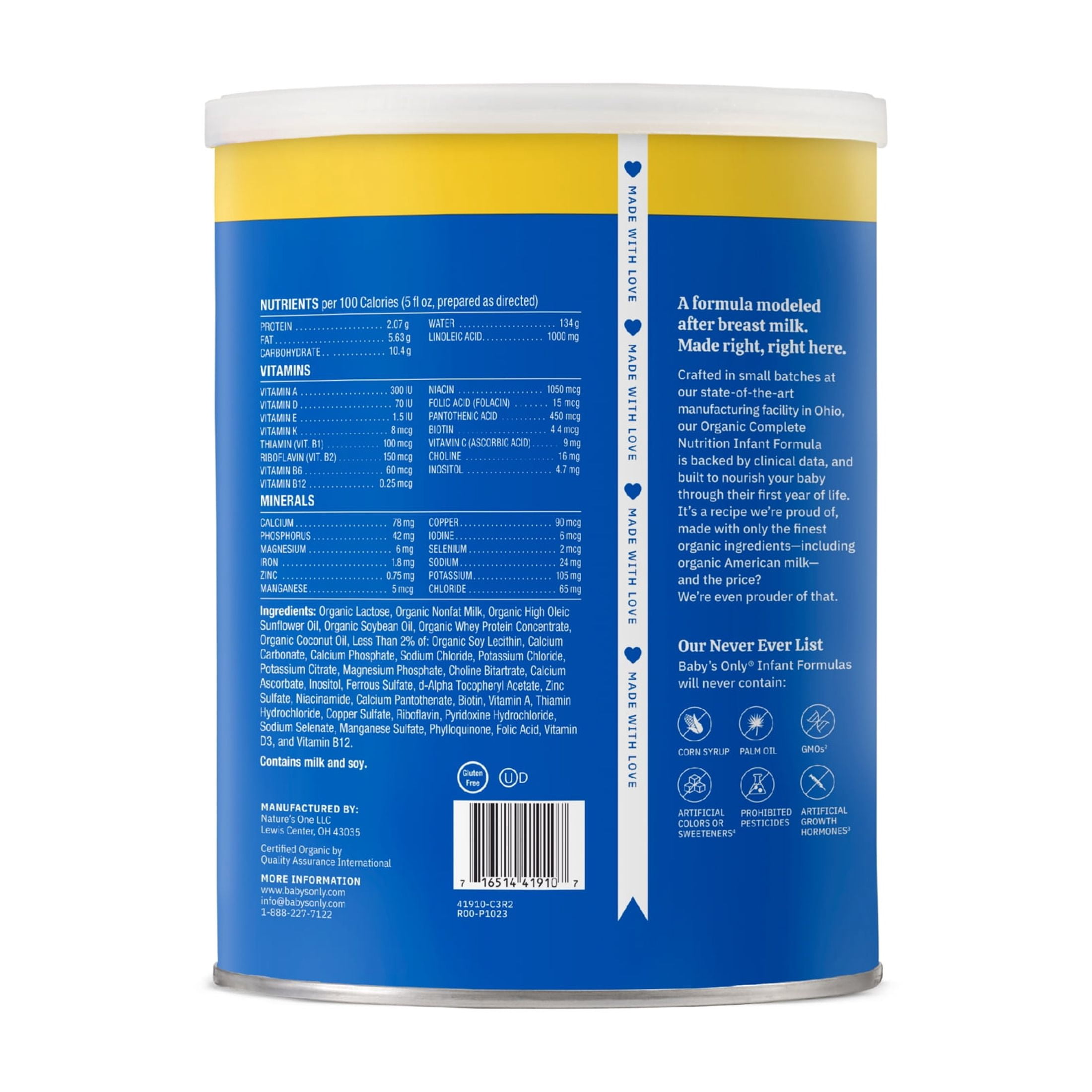 (2 pack) Baby’s Only® Organic Complete Nutrition Infant Formula - 31 oz can