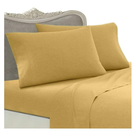 Luxurious Solid/Plain, Full Size, 300 Thread Count Ultra Soft Single-Ply 100% Egyptian Cotton 4 Piece Bed Sheet Set (Extra Deep Pocket) - Includes 300TC Flat, Fitted Sheet and 2 Pillow Cases Gold
