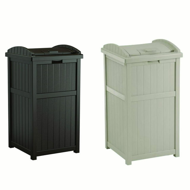 Suncast Trash Hideaway Poubelle de Patio Extérieure 33 Gallons, 1 Java et 1 Taupe
