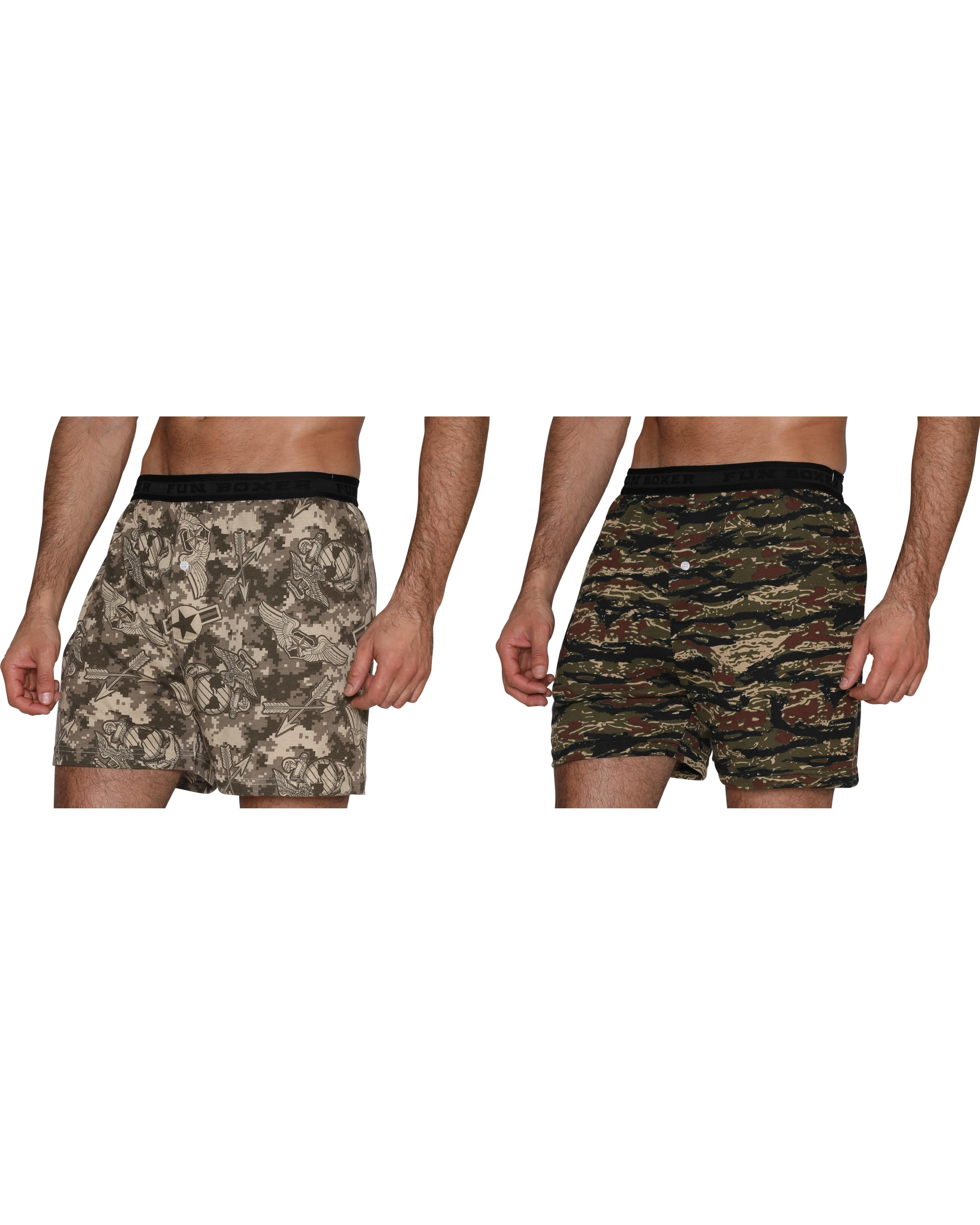 3 Pair Mens Classic Boxer Camouflage Boxers Shorts Camo Print Army Cotton M/L/XL