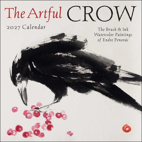 The Artful Crow 2027 Wall Calendar: Brush and Ink Watercolor Paintings, (Paperback)
