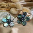 thumbnail image 4 of Magnificent Rainbow Abalone Shell Flower Clip On Earrings, 4 of 6