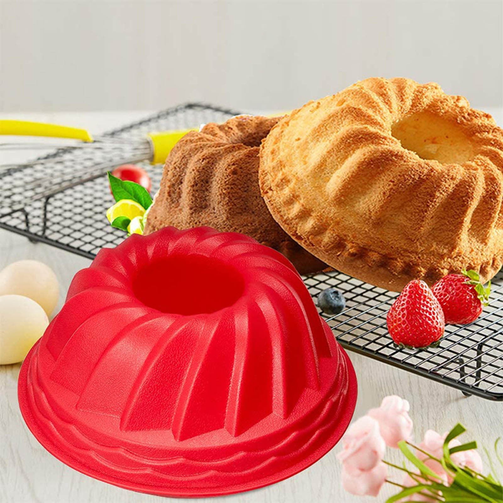 Valin Cake Mould Silicone Cake Mould Chiffon Cake Mould Baking Tools  Kitchen Household Red Baking Kits for Adults Full Set with Book