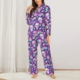 thumbnail image 2 of Lsque Skull rainbow mushroom colorful Pattern Long Sleeve Pajama Set for Women - Soft 2-Piece Sleepwear and Loungewear Set with Pockets, Comfy Nightwear-Medium, 2 of 7