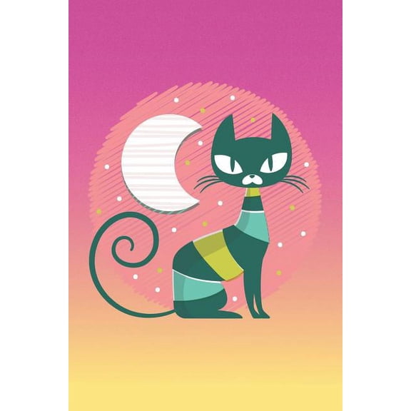 Katze mit Mond: A5 Lineatur 1 / Schulheft / Schreibheft / für 1. Klasse und Erstklässler (Paperback)