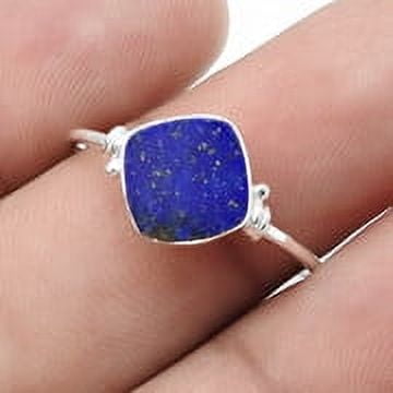 Throat Chakra Natural Lapis Lazuli Band Ring Size 9.5 Solid 925 Sterling Silver