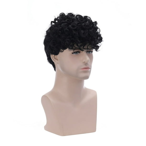 Mens black curly sale wig